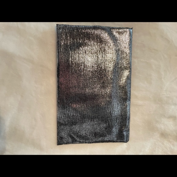 BCBG  chrome/silver Clutch! Large with card holders inside! - Picture 2 of 3